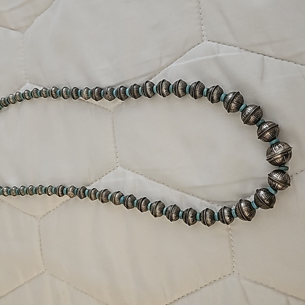 Navajo Sterling Silver Bench Bead Necklace